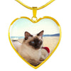 Balinese Cat Print Heart Pendant Luxury Necklace-Free Shipping