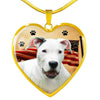 Dogo Argentino Print Heart Pendant Luxury Necklace-Free Shipping