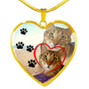 Pixie Bob Cat Print Heart Pendant Luxury Necklace-Free Shipping