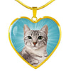 Egyptian Mau Cat Print Heart Pendant Luxury Necklace-Free Shipping