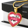 Bearded Collie Print Heart Pendant Luxury Necklace-Free Shipping