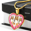 Rough Collie Dog Print Heart Charm Necklaces-Free Shipping