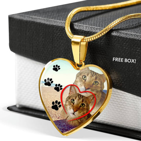 Pixie Bob Cat Print Heart Pendant Luxury Necklace-Free Shipping