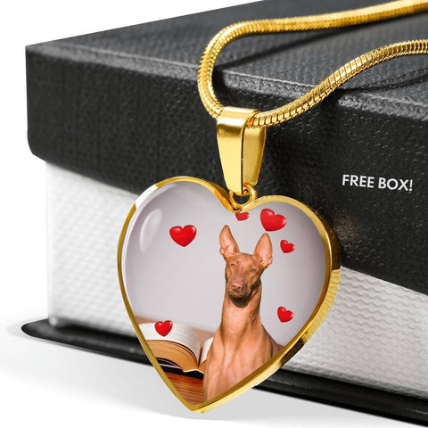Pharaoh Hound Print Heart Pendant Luxury Necklace-Free Shipping