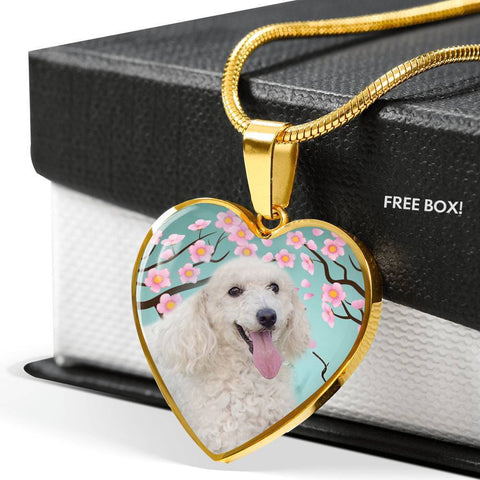 Poodle Dog Print Heart Pendant Luxury Necklace-Free Shipping