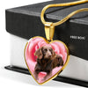 Boykin Spaniel Print Heart Pendant Luxury Necklace-Free Shipping