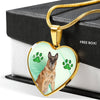 Belgian Malinois Dog Print Heart Pendant Luxury Necklace-Free Shipping