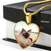 Balinese Cat Print Heart Pendant Luxury Necklace-Free Shipping