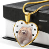 Cute Pomeranian Print Heart Charm Necklace-Free Shipping