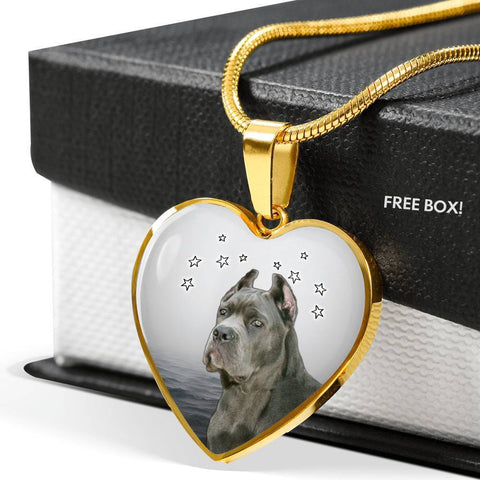 Cane Corso Print Heart Pendant Luxury Necklace-Free Shipping