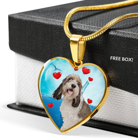 Petit Basset Griffon Vendeen Print Heart Pendant Luxury Necklace-Free Shipping