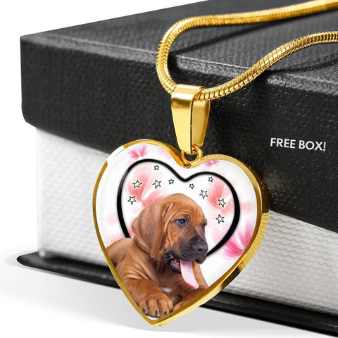 Lovely Bloodhound Print Heart Pendant Luxury Necklace-Free Shipping
