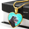 Scottish Deerhound Dog Print Heart Pendant Luxury Necklace-Free Shipping