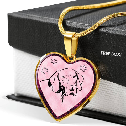 German Shorthaired Pointer Dog Print Heart Charm Necklaces-Free Shipping