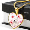 West Highland White Terrier Print Heart Pendant Luxury Necklace-Free Shipping
