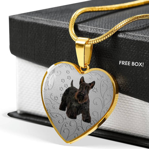Scottish Terrier Print Heart Pendant Luxury Necklace-Free Shipping