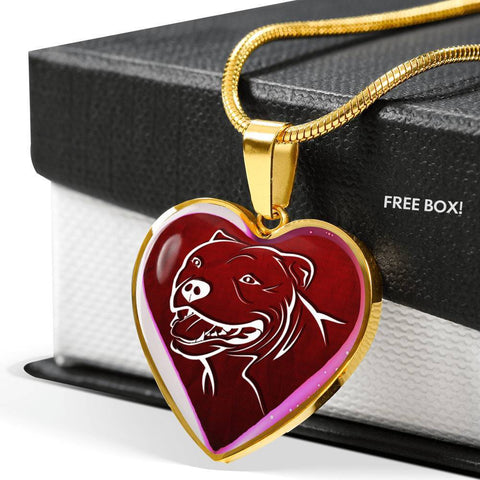 Pit Bull Terrier Dog Print Heart Charm Necklaces-Free Shipping