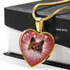 Cute Papillon Dog Print Heart Pendant Luxury Necklace-Free Shipping