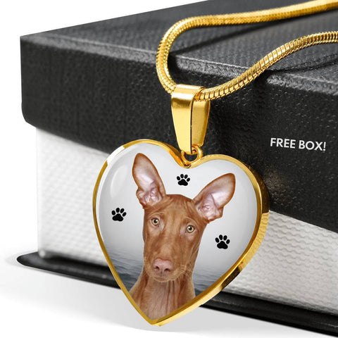 Cute Pharaoh Hound Print Heart Pendant Luxury Necklace-Free Shipping