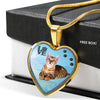 Toyger Cat Print Heart Charm Necklaces-Free Shipping