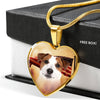 Jack Russell Terrier Print Heart Pendant Luxury Necklace-Free Shipping