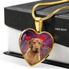 Wirehaired Vizsla Print Heart Pendant Luxury Necklace-Free Shipping