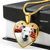 Dogo Argentino Print Heart Pendant Luxury Necklace-Free Shipping