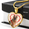 German Shepherd Print Heart Charm Necklace-Free Shipping