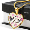 Siamese Cat Print Heart Pendant Luxury Necklace-Free Shipping