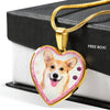 Pembroke Welsh Corgi Dog Print Heart Charm Necklaces-Free Shipping
