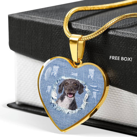 Amazing Spanish Water Dog Print Heart Pendant Luxury Necklace-Free Shipping