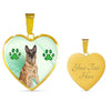 Belgian Malinois Dog Print Heart Pendant Luxury Necklace-Free Shipping