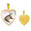 Manx Cat Print Heart Pendant Luxury Necklace-Free Shipping