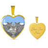 Cute British Shorthair Cat Print Heart Pendant Luxury Necklace-Free Shipping
