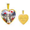Bearded Collie With Wing Print Heart Pendant Luxury Necklace-Free Shipping