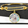 Poodle Dog Print Circle Pendant Bangle-Free Shipping