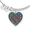 Colorful Paws Print Heart Pendant Bangle-Free Shipping
