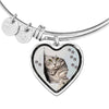 Charming Cat Art Print Heart Pendant Bangle-Free Shipping