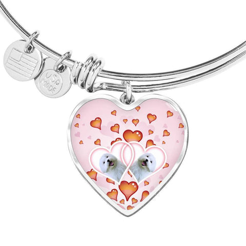 Maltese Dog Print Heart Charm Bangle-Free Shipping