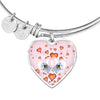 Maltese Dog Print Heart Charm Bangle-Free Shipping