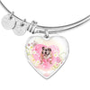 Bulldog Print Heart Charm Bangle-Free Shipping