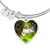 Birman Cat Print Heart Pendant Bangle-Free Shipping