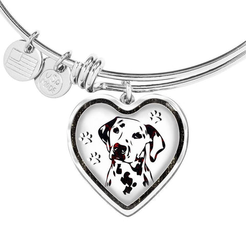 Lovely Dalmatian Dog Print Heart Pendant Bangle-Free Shipping