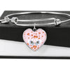 Maltese Dog Print Heart Charm Bangle-Free Shipping