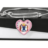 Basset Hound Dog Art Print Heart Pendant Bangle-Free Shipping