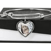 Charming Cat Art Print Heart Pendant Bangle-Free Shipping
