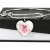 Bulldog Print Heart Charm Bangle-Free Shipping