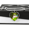 Birman Cat Print Heart Pendant Bangle-Free Shipping