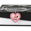 Cute French Bulldog Print Heart Pendant Bangle-Free Shipping