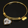 Charming Cat Art Print Heart Pendant Bangle-Free Shipping